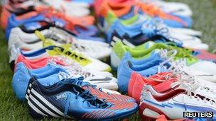 Boots belonging to the Mexico football team