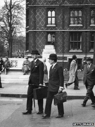 Gentlemen in the City of London, ca 1955.