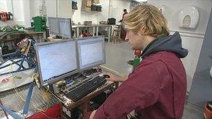 Engineering student using computer at Imperial College London