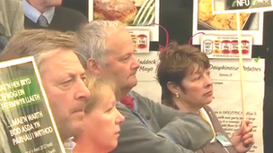 Milk price protesters at the Royal Welsh Show