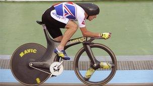 Chris Boardman cycling at the 1992 Barcelona Olympics