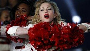 Madonna on stage at Murrayfield on 21 July