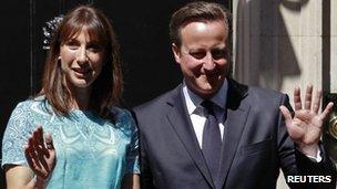 Samantha and David Cameron, earlier this week outside No 10