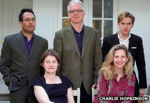 Booker judges 2012 (standing from left): Bharat Tandon, Peter Stothard, Dan Stevens (sitting) Dinah Birch, Amanda Foreman.