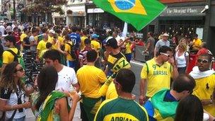 Brazilian fans in St Mary Street