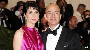 Amazon founder Jeff Bezos and his wife MacKenzie in New York City 7 May 2012