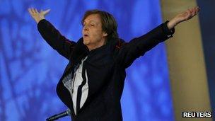 Paul McCartney at the London 2012 Opening Ceremony at the Olympic Stadium