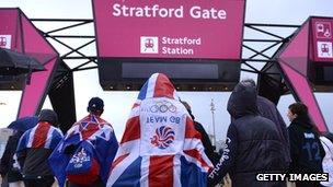 Rain comes down at Olympic Park