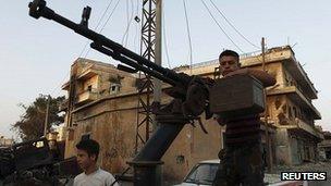 Free Syrian Army fighters in Attarib, Aleppo province. 30 July 2012