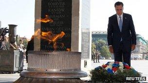 Mitt Romney at the Tomb of the Unknown Soldier in Warsaw, Poland (July 31, 2012)