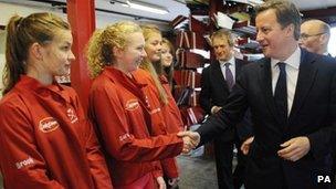 David Cameron met young rowers at Bann Rowing Club