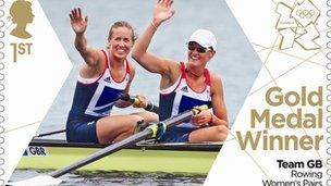 Rowers Helen Glover and Heather Stanning feature on the stamp