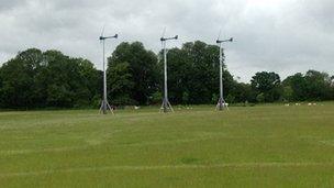 Mock up of wind turbines in Laxfield