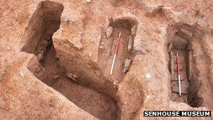 Exposed early Christian graves