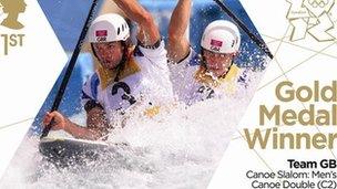 Gold medal stamp - Men's canoe slalom