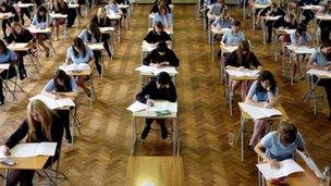 school pupils sitting exam