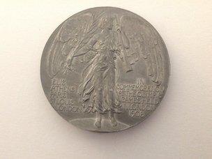 Commemorative medal from the London Olympic games in 1908, family photo