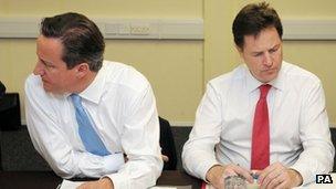 David Cameron and Nick Clegg at a cabinet meeting last month