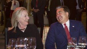 US Secretary of State Hillary Clinton with Georgian President Saakashvili