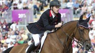 Scott Brash competes in the team show jumping event at Greenwich Park