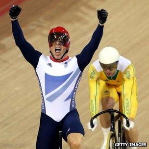 Chris Hoy celebrates