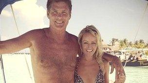 David Hasselhoff and Hayley Roberts