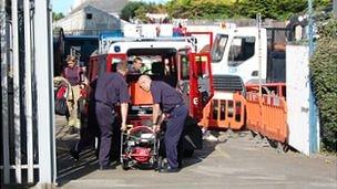 Guernsey firefighters purge gas from a switch room in Guernsey Electricity