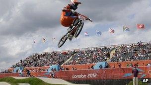 Racer on London 2012 BMX track