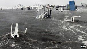 Flooded beach in Veracruz state