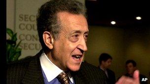 Lakhdar Brahimi as UN special envoy for Afghanistan at the UN headquarters in New York in November 2001 (file photo)