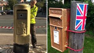 The Horsforth postbox (left) and the Bramhope postbox