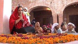 Hindus praying at a temple in peshawar