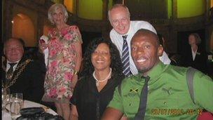 Bolt at and his cousin at the university dinner