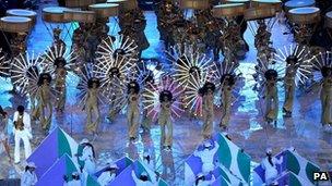 Dancers from Brazil perform during the London Olympic Games 2012 Closing Ceremony at the Olympic Stadium, London.