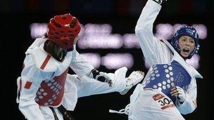 Jade Jones wins an Olympic gold taekwondo medal at London 2012