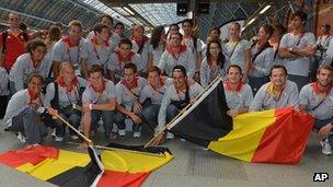 Eurostar waves farewell to the Belgian Olympic Team at St Pancras International in London