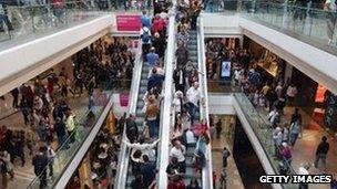 Shoppers at Westfield shopping centre (file photo)