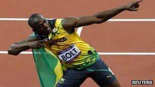 Usain Bolt celebrates