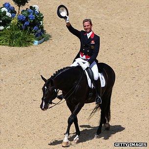 Carl Hester riding Uthopia ahead of the London 2012 Olympic Dressage Grand Prix