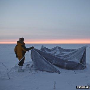 Tent-pitching in the Antarctic