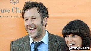 Chris O'Dowd and fiancee Dawn Porter