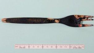 The fork removed from Mr Gardner's stomach