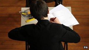 Student sitting a GCSE exam