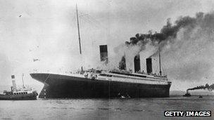 File photo: The Titanic, which sank in 1912, is seen here on trials in Belfast Lough