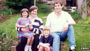 Tony Nicklinson, wife Jane and daughters Beth and Lauren in 1992