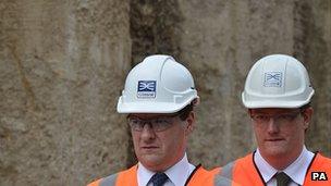 George Osborne and Danny Alexander visiting construction site