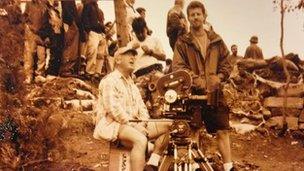 Joe Martinez and Tony Scott during the making of "Man on Fire".