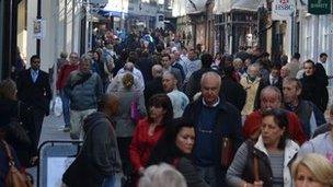 Shoppers in St Helier