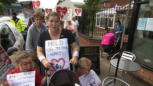 Protesters march in Syston