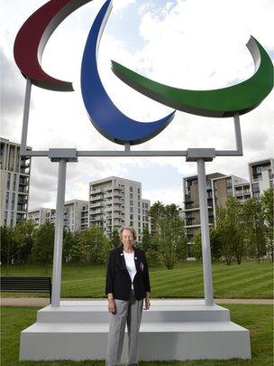 Eva Loeffler at the Paralympic Village